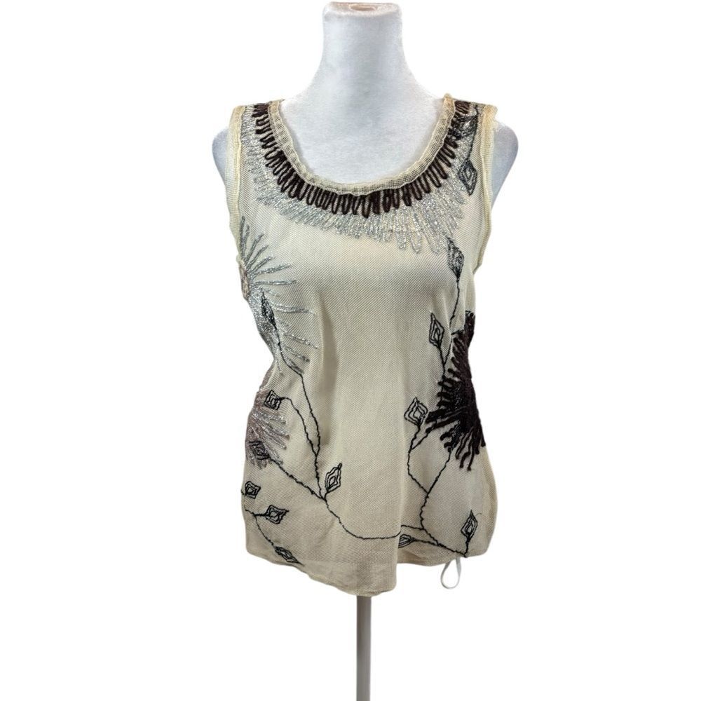 Ladies Anthro Project Alabama Sheer Mixed Media Sleeveless Top Size Small